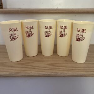 Set Of 5 Noel Plastic Glasses Christmas